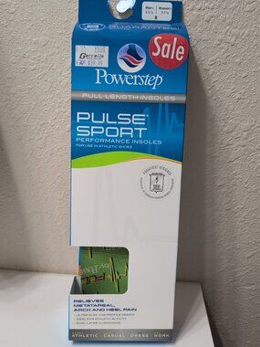Powerstep Pulse Plus Met Insoles -Pain Relief Size B, M 5-5.5, W 7-7.5 New
